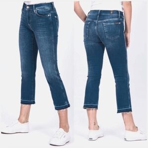 7 For All Mankind Cropped Boot frayed hems jeans size 29